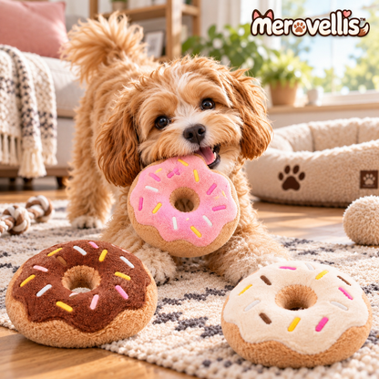 Merovellis™ Plush Donut Dog Toy Set