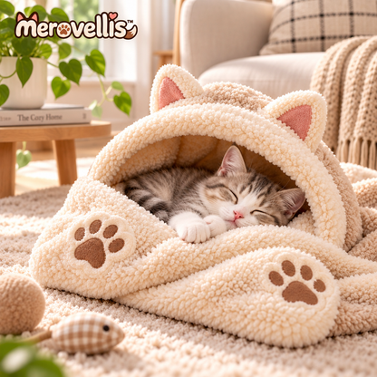 Merovellis™ Cozy Cat Cave Bed