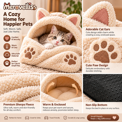 Merovellis™ Cozy Cat Cave Bed