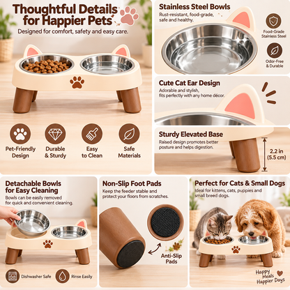 Merovellis™ Elevated Double Pet Bowl Stand