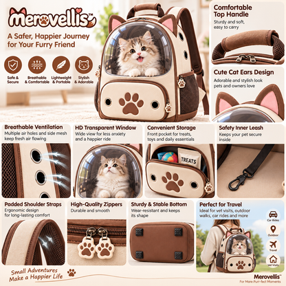 Merovellis™ Bubble Window Cat Carrier Backpack