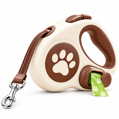 Merovellis™ Retractable Dog Leash with Waste Bag Holder